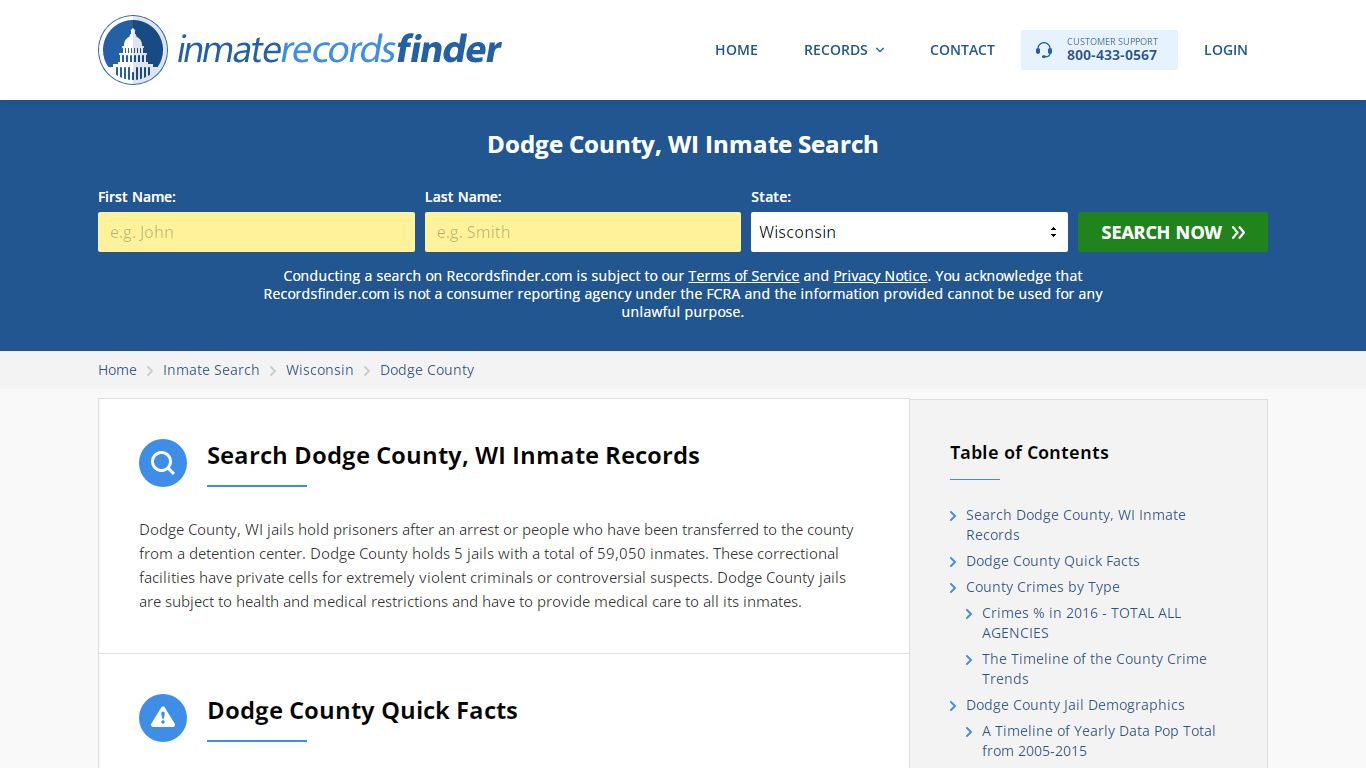 Dodge County, WI Inmate Lookup & Jail Records Online
